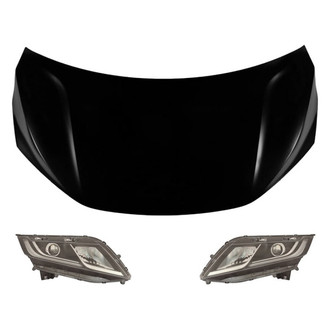 Replace® - 3-Piece Kit (Driver and Passenger Side Headlights, Hood Panel) (CAPA Certified)