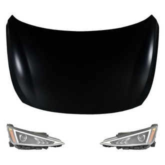 Replace® - 3-Piece Kit (Driver and Passenger Side Headlights, Hood Panel) (CAPA Certified)