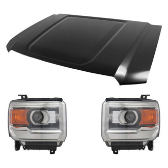 Replace® - 3-Piece Kit (Driver and Passenger Side Headlights, Hood Panel) (CAPA Certified)