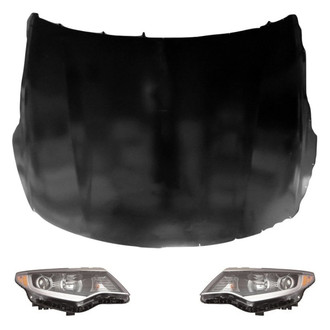 Replace® BNDL-214684 - 3-Piece Kit (Driver and Passenger Side Headlights, Hood Panel) (Standard Line)