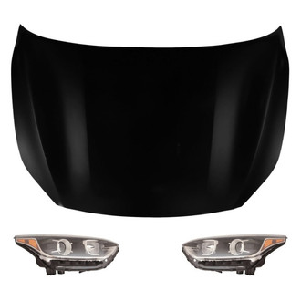 Replace® - 3-Piece Kit (Driver and Passenger Side Headlights, Hood Panel) (Standard Line)