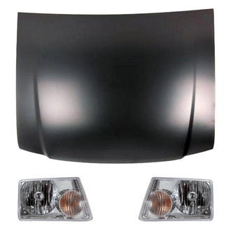 Replace® - 3-Piece Kit (Driver and Passenger Side Headlights, Hood Panel)