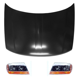Replace® - 3-Piece Kit (Driver and Passenger Side Headlights, Hood Panel) (Value Line)