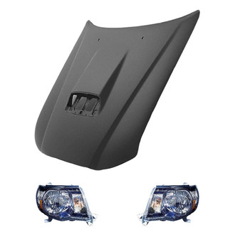 Replace® - 3-Piece Kit (Driver and Passenger Side Headlights, Hood Panel) (Value Line)