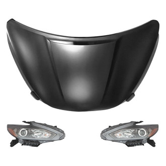Replace® - 3-Piece Kit (Driver and Passenger Side Headlights, Hood Panel) (Brand New OE)