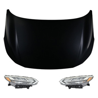 Replace® - 3-Piece Kit (Driver and Passenger Side Headlights, Hood Panel) (CAPA Certified)