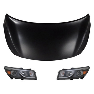 Replace® - 3-Piece Kit (Driver and Passenger Side Headlights, Hood Panel) (Brand New OE)