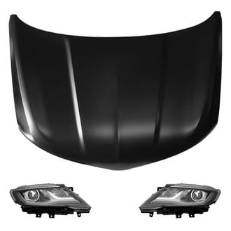 Replace® - 3-Piece Kit (Driver and Passenger Side Headlight Lenses and Housings, Hood Panel)