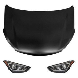 Replace® BNDL-214768 - 3-Piece Kit (Driver and Passenger Side Headlights, Hood Panel) (Standard Line)