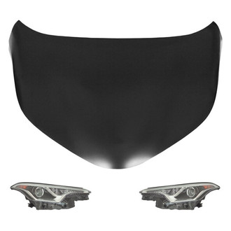 Replace® - 3-Piece Kit (Driver and Passenger Side Headlight Lenses and Housings, Hood Panel)