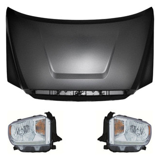 Replace® - 3-Piece Kit (Driver and Passenger Side Headlights, Hood Panel) (CAPA Certified)