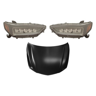 Replace® - 3-Piece Kit (Driver and Passenger Side Headlights, Hood Panel) (CAPA Certified)