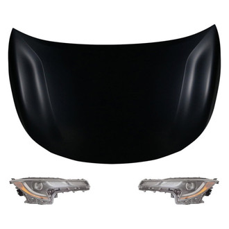 Replace® - 3-Piece Kit (Driver and Passenger Side Headlights, Hood Panel) (CAPA Certified)