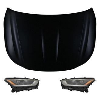 Replace® - 3-Piece Kit (Driver and Passenger Side Headlights, Hood Panel) (CAPA Certified)