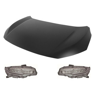 Replace® - 3-Piece Kit (Driver and Passenger Side Headlights, Hood Panel) (CAPA Certified)