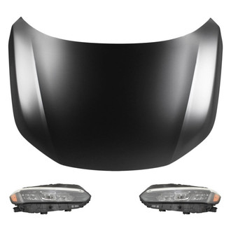 Replace® - 3-Piece Kit (Driver and Passenger Side Headlights, Hood Panel) (CAPA Certified)