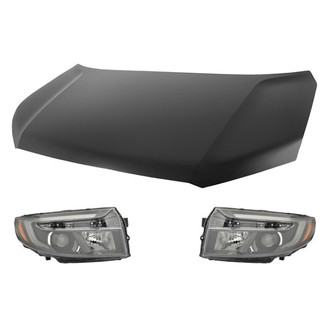 Replace® - 3-Piece Kit (Driver and Passenger Side Headlights, Hood Panel)