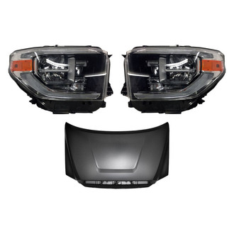 Replace® - 3-Piece Kit (Driver and Passenger Side Headlights, Hood Panel) (CAPA Certified)