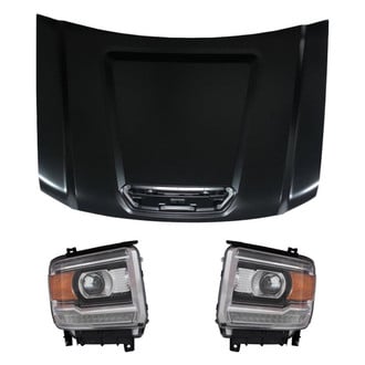 Replace® - 3-Piece Kit (Driver and Passenger Side Headlights, Hood Panel) (CAPA Certified)