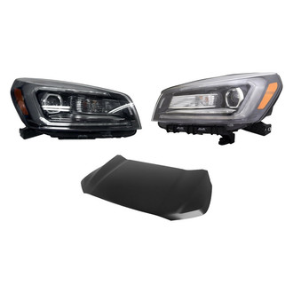Replace® - 3-Piece Kit (Driver and Passenger Side Headlights, Hood Panel) (CAPA Certified)