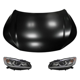 Replace® - 3-Piece Kit (Driver and Passenger Side Headlights, Hood Panel) (CAPA Certified)