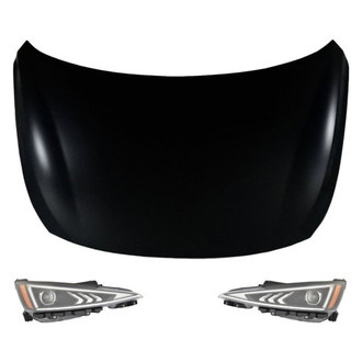 Replace® - 3-Piece Kit (Driver and Passenger Side Headlights, Hood Panel) (CAPA Certified)