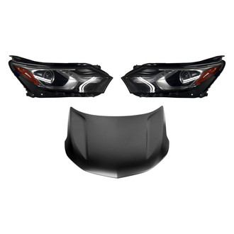 Replace® - 3-Piece Kit (Driver and Passenger Side Headlights, Hood Panel) (CAPA Certified)