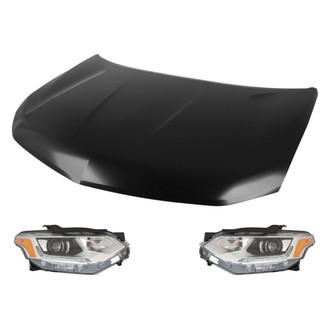 Replace® - 3-Piece Kit (Driver and Passenger Side Headlights, Hood Panel) (CAPA Certified)