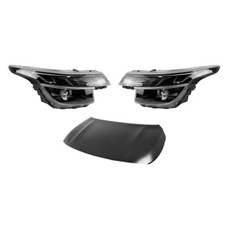 Replace® - 3-Piece Kit (Driver and Passenger Side Headlights, Hood Panel) (CAPA Certified)