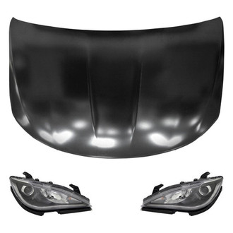 Replace® - 3-Piece Kit (Driver and Passenger Side Headlight Lenses and Housings, Hood Panel) (Standard Line)