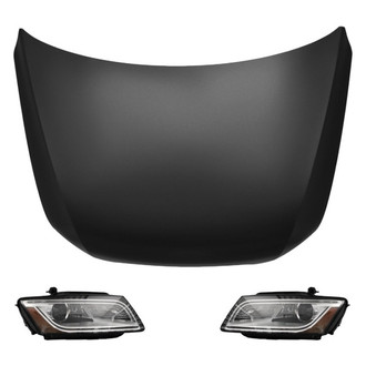Replace® - 3-Piece Kit (Driver and Passenger Side Headlight Lenses and Housings, Hood Panel)