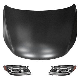 Replace® - 3-Piece Kit (Driver and Passenger Side Headlight Lenses and Housings, Hood Panel) (Standard Line)