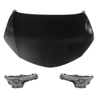 Replace® - 3-Piece Kit (Driver and Passenger Side Headlights, Hood Panel) (Standard Line)