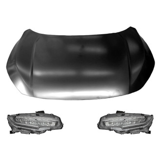 Replace® - 3-Piece Kit (Driver and Passenger Side Headlights, Hood Panel) (Standard Line)