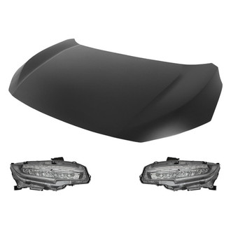 Replace® - 3-Piece Kit (Driver and Passenger Side Headlights, Hood Panel) (Standard Line)