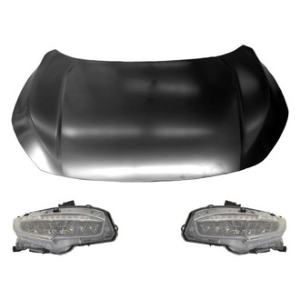 Replace® - 3-Piece Kit (Driver and Passenger Side Headlights, Hood Panel) (Standard Line)