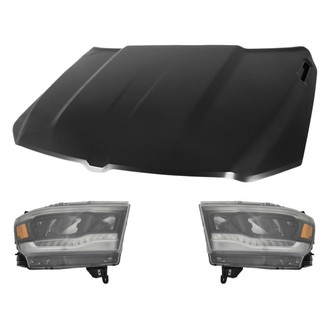 Replace® - 3-Piece Kit (Driver and Passenger Side Headlights, Hood Panel) (Standard Line)