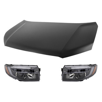 Replace® - 3-Piece Kit (Driver and Passenger Side Headlights, Hood Panel) (Standard Line)