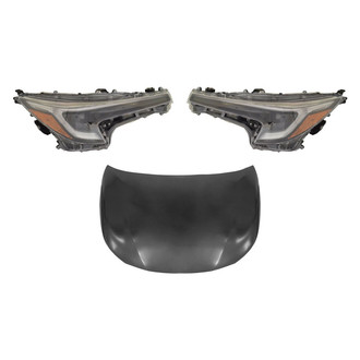 Replace® - 3-Piece Kit (Driver and Passenger Side Headlights, Hood Panel) (Standard Line)