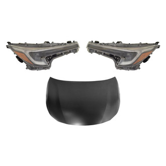 Replace® - 3-Piece Kit (Driver and Passenger Side Headlights, Hood Panel) (Standard Line)