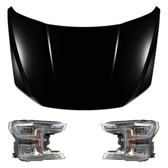 Replace® - 3-Piece Kit (Driver and Passenger Side Headlights, Hood Panel) (Standard Line)