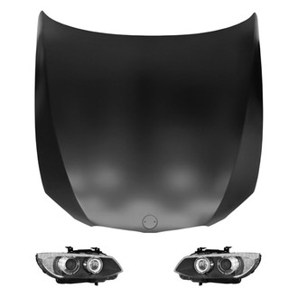 Replace® - 3-Piece Kit (Driver and Passenger Side Headlight Lenses and Housings, Hood Panel) (Standard Line)