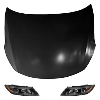 Replace® - 3-Piece Kit (Driver and Passenger Side Headlights, Hood Panel) (Brand New OE)