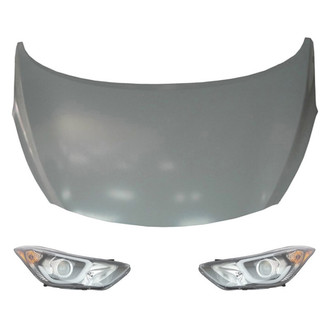 Replace® - 3-Piece Kit (Driver and Passenger Side Headlights, Hood Panel)