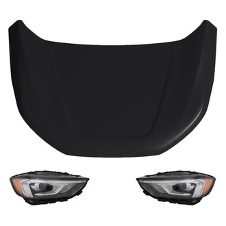 Replace® - 3-Piece Kit (Driver and Passenger Side Headlights, Hood Panel) (CAPA Certified)