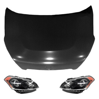 Replace® - 3-Piece Kit (Driver and Passenger Side Headlights, Hood Panel) (Brand New OE)