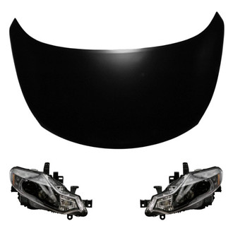 Replace® - 3-Piece Kit (Driver and Passenger Side Headlight Lenses and Housings, Hood Panel) (Brand New OE)