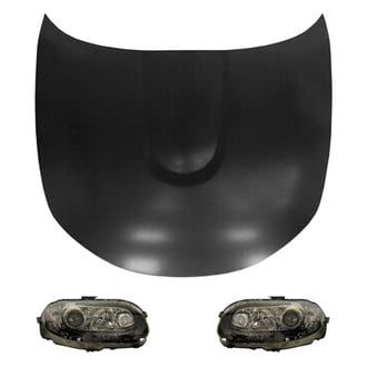 Replace® - 3-Piece Kit (Driver and Passenger Side Headlight Lenses and Housings, Hood Panel) (Brand New OE)