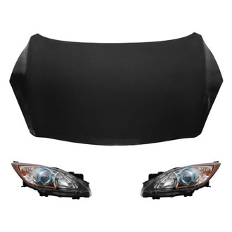Replace® - 3-Piece Kit (Driver and Passenger Side Headlight Lenses and Housings, Hood Panel) (Brand New OE)