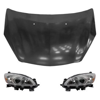 Replace® - 3-Piece Kit (Driver and Passenger Side Headlight Lenses and Housings, Hood Panel) (Brand New OE)